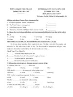 Tải Đề thi học kỳ 2 môn Tiếng Anh lớp 7 trường THCS Biên Giới, Tây Ninh năm học 2015 - 2016 - Đề kiểm tra học kỳ 2 môn tiếng Anh lớp 7 có đáp án