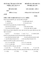 Tải Đề thi giữa học kì 2 môn Sinh học lớp 10 trường THPT Trung An, Cần Thơ năm học 2015 - 2016 - Đề kiểm tra giữa học kì 2 môn Sinh lớp 10 có đáp án