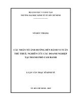 (Luận văn thạc sĩ) các nhân tố ảnh hưởng đến hành vi tuân thủ thuế nghiên cứu các doanh nghiệp tại thành phố cam ranh 