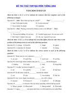 Tải Đề thi thử THPT Quốc Gia 2020 môn Anh có đáp án số 3 - Đề thi thử tiếng Anh THPT Quốc Gia năm 2020
