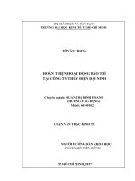 (Luận văn thạc sĩ) hoàn thiện hoạt động bảo trì tại công ty thủy điện đại ninh 