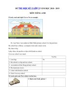 Tải Đề thi học kì 2 lớp 3 môn Tiếng Anh năm học 2018 - 2019 số 3 - Đề thi môn Tiếng Anh lớp 3 học kỳ 2 theo thông tư 22 có đáp án