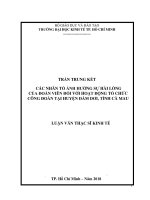 (Luận văn thạc sĩ) các nhân tố ảnh hưởng sự hài lòng của đoàn viên đối với hoạt động tổ chức công đoàn tại huyện đầm dơi, tỉnh cà mau 