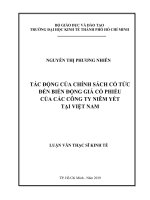 (Luận văn thạc sĩ) tác động của chính sách cổ tức đến biến động giá cổ phiếu của các công ty niêm yết tại việt nam 