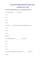 Tải Đề thi vào lớp 6 môn Tiếng Anh năm học 2019 - 2020 số 29 - Đề tuyển sinh lớp 6 năm 2019 môn Anh có đáp án