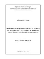 (Luận văn thạc sĩ) phân tích các yếu tố ảnh hưởng đến sự thay đổi của người dân sau khi thu hồi đất tại trung tâm điện lực tỉnh hậu giang 