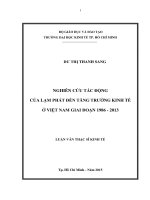 (Luận văn thạc sĩ) nghiên cứu tác động của lạm phát đến tăng trưởng kinh tế ở việt nam giai đoạn 1986   2013 