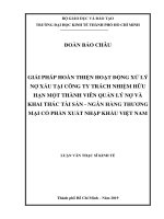 (Luận văn thạc sĩ) giải pháp hoàn thiện hoạt động xử lý nợ xấu tại công ty trách nhiệm hữu hạn một thành viên quản lý nợ và khai thác tài sản   ngân hàng thương mại cổ phần xuất nhập khẩu việt nam 