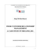 (Luận văn thạc sĩ) poor customer relationship management a case study in nhi long JSC 