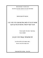 (Luận văn thạc sĩ) các yếu tố ảnh hưởng đến tỷ suất sinh lợi tại ngân hàng thương mại cổ phần việt nam 