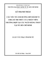 (Luận văn thạc sĩ) các yếu tố ảnh hưởng đến hành vi chia sẻ tri thức của nhân viên trường hợp tại các ngân hàng TMCP tại TP hồ chí minh 