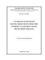 Vấn đề bảo vệ bản quyền chương trình truyền hình trên internet của đài phát thanh truyền hình vĩnh long 