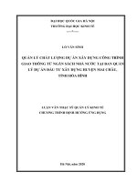 Quản lý chất lượng dự án xây dựng công trình giao thông từ ngân sách nhà nước tại ban quản lý dự án đầu tư xây dựng huyện mai châu, tỉnh hòa bình​ 