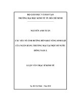 (Luận văn thạc sĩ) các yếu tố ảnh hưởng đến khả năng sinh lợi của ngân hàng thương mại tại một số nước đông nam á 