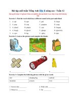 Tải Bài tập cuối tuần Tiếng Anh lớp 6 nâng cao - Tuần 12 - Phiếu bài tập cuối tuần Tiếng Anh lớp 6 tuần 12 có đáp án