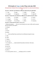 Tải Đề thi giữa kì 1 lớp 12 môn Tiếng Anh năm 2020 - Đề kiểm tra giữa học kì 1 lớp 12 môn Tiếng Anh có đáp án