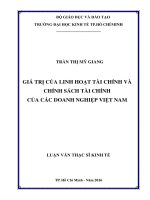 (Luận văn thạc sĩ) giá trị của linh hoạt tài chính và chính sách tài chính của các doanh nghiệp việt nam 
