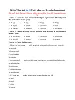 Tải Bài tập Tiếng Anh lớp 11 Unit 3 nâng cao: Becoming Independent - Tiếng Anh lớp 11 Unit 3 có đáp án