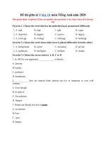 Tải Đề thi giữa kì 1 lớp 10 môn Tiếng Anh năm 2020 hệ 7 năm - Đề kiểm tra giữa học kì 1 lớp 10 môn Tiếng Anh có đáp án