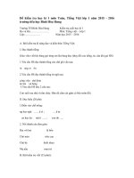 Tải Đề thi học kì 1 môn Toán, Tiếng Việt lớp 1 năm 2015 - 2016 trường tiểu học Bình Hòa Hưng - Đề thi học kì I môn Toán, Tiếng Việt lớp 1 có đáp án