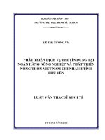 (Luận văn thạc sĩ) phát  triển dịch vụ phi tín dụng tại ngân hàng nông nghiệp và phát triển nông thôn việt  nam chi nhánh tỉnh phú yên 