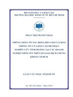 (Luận văn thạc sĩ) những nhân tố tác động đến chất lượng thông tin của báo cáo bộ phậnnghiên cứu tình huống tại các doanh nghiệp niêm yết trên sở giao dịch chứng khoán TP HCM 