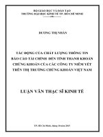 (Luận văn thạc sĩ) tác động của chất lượng thông tin báo cáo tài chính đến tính thanh khoản chứng khoán của các công ty niêm yết trên thị trường chứng khoán việt nam 