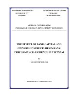 (Luận văn thạc sĩ) the effect of bank capital and ownership structure on bank performance evidence in vietnam 