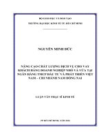 (Luận văn thạc sĩ) nâng cao chất lượng dịch vụ cho vay khách hàng doanh nghiệp nhỏ và vừa tại ngân hàng TMCP đầu tư và phát triển việt nam – chi nhánh nam đồng nai 