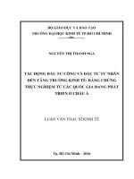 (Luận văn thạc sĩ) tác động đầu tư công và đầu tư tư nhân đến tăng trưởng kinh tế bằng chứng thực nghiệm từ các quốc gia đang phát triển ở châu á 