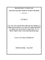 (Luận văn thạc sĩ) các yếu tố ảnh hưởng đến quyết định lựa chọn ngân hàng vay vốn của khách hàng cá nhân tại ngân hàng TMCP đầu tư và phát triển việt nam chi nhánh bà rịa 