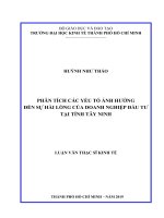 (Luận văn thạc sĩ) phân tích các yếu tố ảnh hưởng đến sự hài lòng của doanh nghiệp đầu tư tại tỉnh tây ninh 