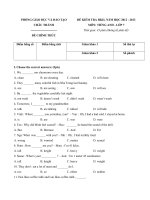 Tải Đề thi học kỳ 2 môn Tiếng Anh lớp 7 Phòng GD-ĐT Châu Thành, Bến Tre năm học 2012 - 2013 - Đề kiểm tra học kì 2 môn tiếng Anh lớp 7 có đáp án