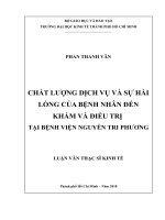 (Luận văn thạc sĩ) chất lượng dịch vụ và sự hài lòng của bệnh nhân đến khám và điều trị tại bệnh viện nguyễn tri phương 