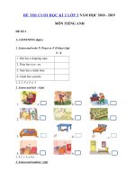 Tải Bộ đề thi học kì 2 môn Tiếng Anh lớp 3 năm học 2018 - 2019 - Đề thi môn Tiếng Anh lớp 3 học kỳ 2 theo thông tư 22 có đáp án