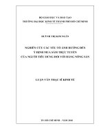 (Luận văn thạc sĩ) nghiên cứu các yếu tố ảnh hưởng đến ý định mua sắm trực tuyến của người tiêu dùng đối với hàng nông sản 