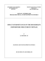 (Luận văn thạc sĩ) impact of remittances on the households expenditure structure in vietnam 