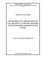 (Luận văn thạc sĩ) ảnh hưởng của truyền dẫn tỷ giá, độ mở cửa thương mại đến tỷ lệ đánh đổi lạm phát    sản lượng 