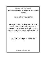 (Luận văn thạc sĩ) mối quan hệ giữa quản trị vốn luân chuyển và hiệu quả tài chính của doanh nghiệp   bằng chứng thực nghiệm tại việt nam 