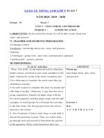 Tải Giáo án tiếng Anh lớp 9 Tuần 7 sách mới - Giáo án điện tử môn tiếng Anh 9 theo tuần