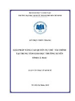 (Luận văn thạc sĩ) giải pháp nâng cao quyền tự chủ tài chính tại trung tâm giáo dục thường xuyên tỉnh cà mau 