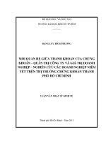 (Luận văn thạc sĩ) mối quan hệ giữa thanh khoản của chứng khoán, quản trị công ty và giá trị doanh nghiệp   nghiên cứu các doanh nghiệp niêm yết trên thị trường chứng khoán thành phố hồ chí minh 