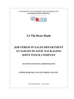 (Luận văn thạc sĩ) job stress in sales department at saigon plastic packaging joint stock company 