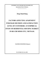 (Luận văn thạc sĩ) factors affecting apartment purchase decision and satisfaction level of customers an empirical study of residential housing market in ho chi minh city, viet nam 