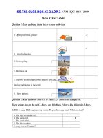 Tải Đề thi học kì 2 lớp 3 môn Tiếng Anh năm học 2018 - 2019 số 6 - Đề thi môn Tiếng Anh lớp 3 học kỳ 2 theo thông tư 22 có đáp án