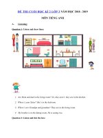 Tải Đề thi môn Tiếng Anh lớp 3 học kì 2 có đáp án năm học 2018 - 2019 số 3 - Đề thi học kì 2 lớp 3 môn Tiếng Anh có file nghe + đáp án