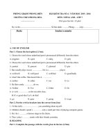 Tải Đề kiểm tra số 4 học kỳ 2 môn Tiếng Anh lớp 7 trường THCS Phong Hòa, Thừa Thiên Huế năm học 2015 - 2016 - Đề kiểm tra 45 phút học kỳ 2 môn tiếng Anh lớp 7 năm 2016