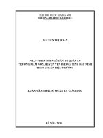 Phát triển đội ngũ cán bộ quản lý trường mầm non huyện yên phong, tỉnh bắc ninh theo chuẩn hiệu trưởng 
