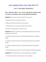 Tải Trắc nghiệm Writing tiếng Anh lớp 12 Unit 3 The Green Movement - Bài tập tiếng Anh 12 mới theo từng Unit có đáp án