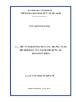 (Luận văn thạc sĩ) các yếu tố ảnh hưởng đến lòng trung thành thương hiệu của người tiêu dùng nữ đối với mỹ phẩm 
